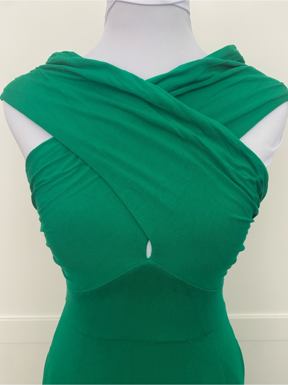 Boden Bardot Kelly Green Crisscross Twist Front Jersey Maxi Dress Viscose Size 4 - Picture 2 of 11